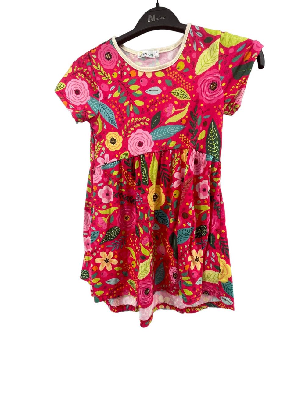 Sunshine Swing Girls Pink Floral Short Sleeve Dress Youth Size 8